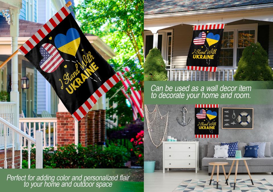 I Stand With Ukraine House Flag