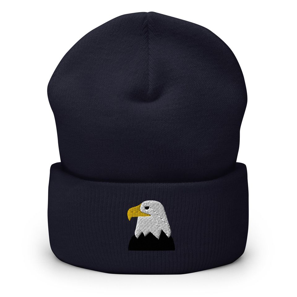 Eagle beanie, embroidered unisex Cuffed Beanie, eagle hat, eagle gifts for eagle lovers.