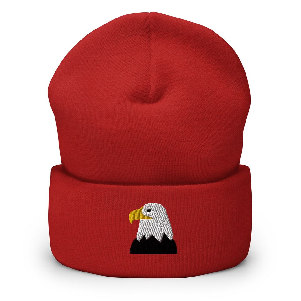 Eagle beanie, embroidered unisex Cuffed Beanie, eagle hat, eagle gifts for eagle lovers.
