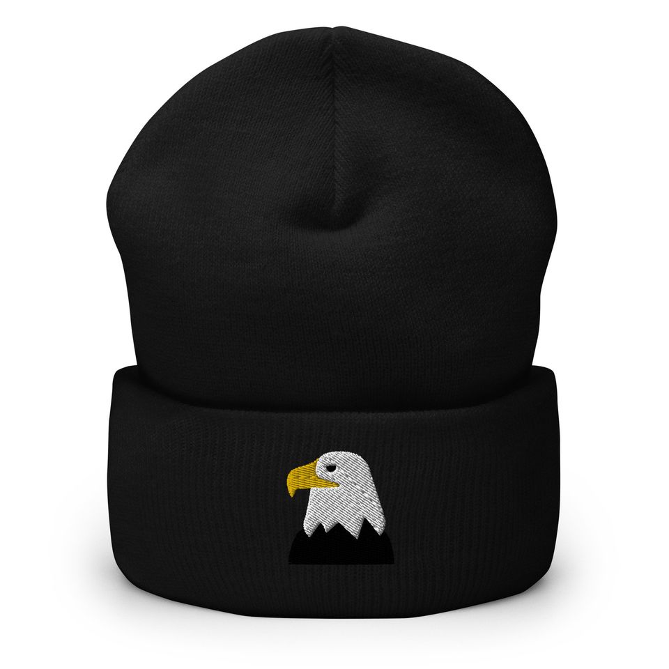Eagle beanie, embroidered unisex Cuffed Beanie, eagle hat, eagle gifts for eagle lovers.