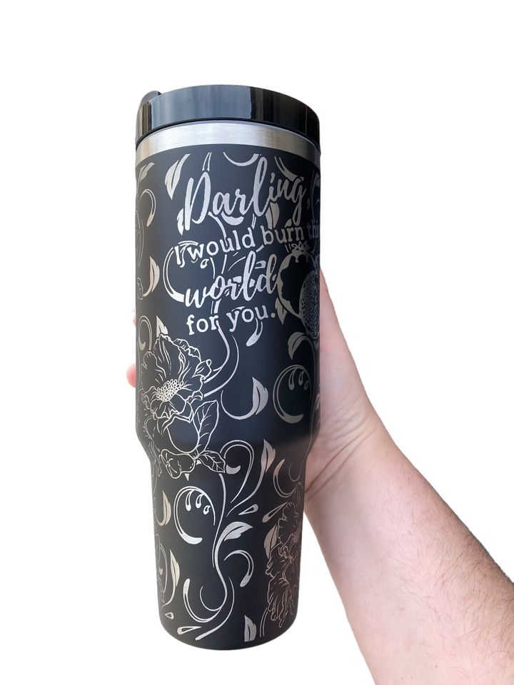 Darling I Would Burn the World For you Tumbler- Hades & Persephone Love Book Engraved Tumbler - Booktok Engraved Cup - Engraved Cup