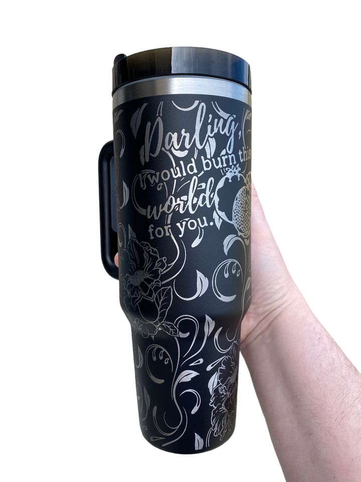 Darling I Would Burn the World For you Tumbler- Hades & Persephone Love Book Engraved Tumbler - Booktok Engraved Cup - Engraved Cup