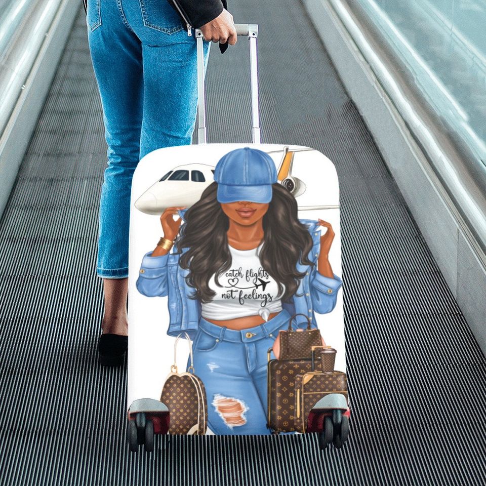 Diva's Catch Flights not Feelings Luggage Cover, Custom name uggage Cover