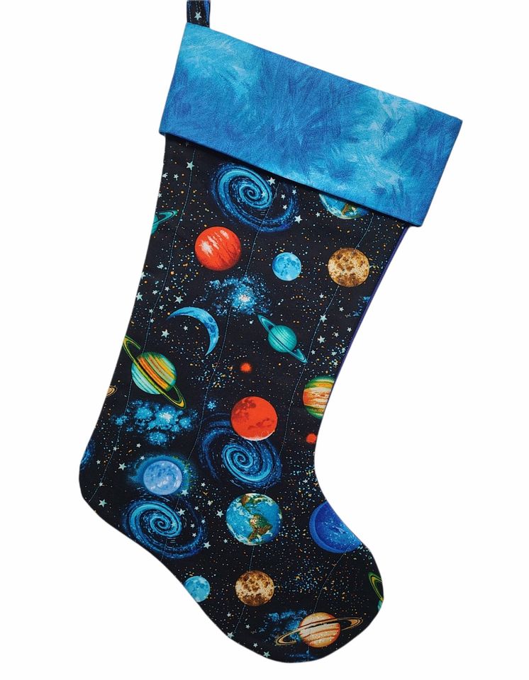 Solar System Quilted Christmas Stocking