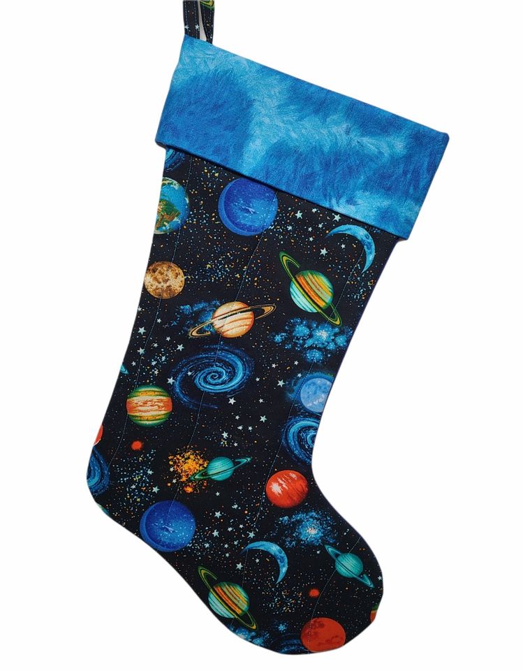Solar System Quilted Christmas Stocking