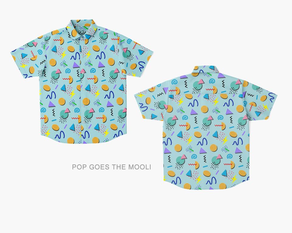 Retro Waffle Novelty Button Down Up Shirt -