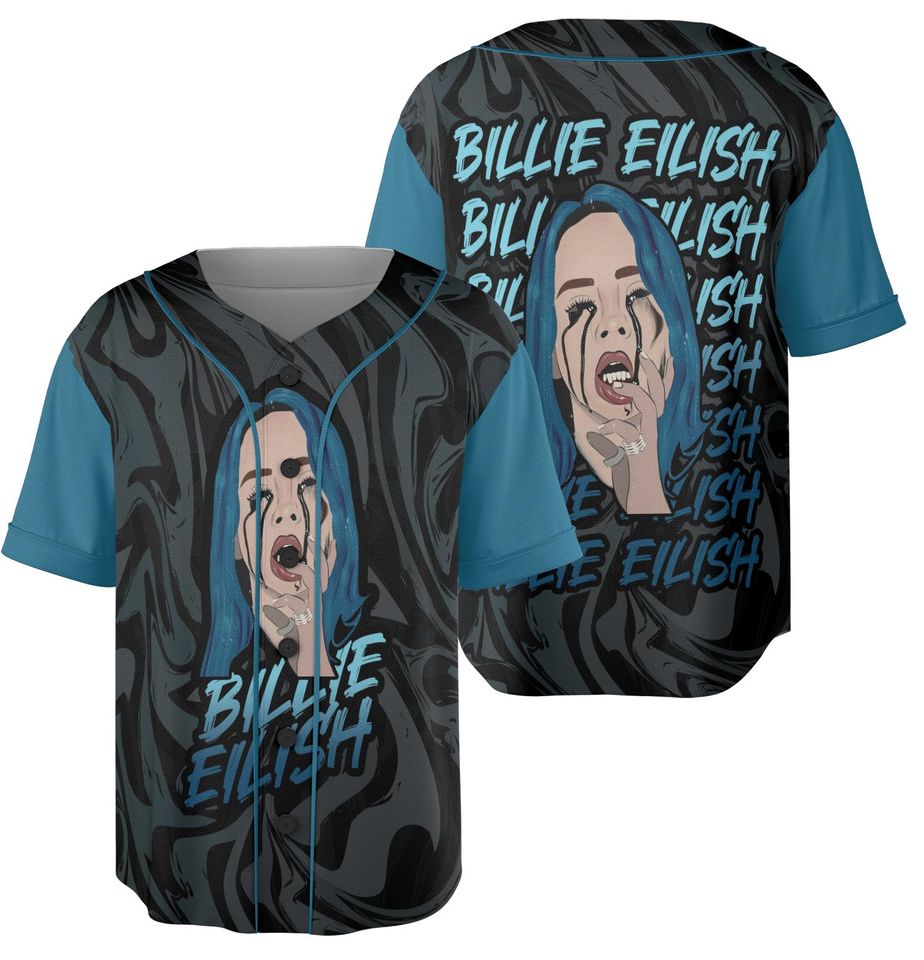 Crying  Billie Eilish Fan Art Baseball Jersey