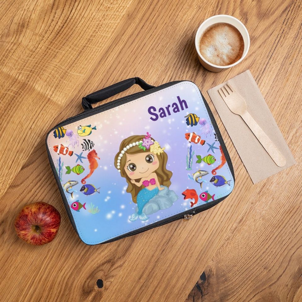 Personalized Mermaid Lunch Bag, Back to School Lunch bag