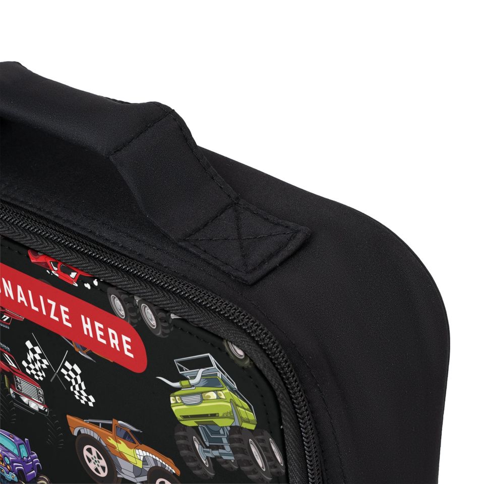 Personalized Monster Trucks Lunch Bag, Back to School Lunch bag