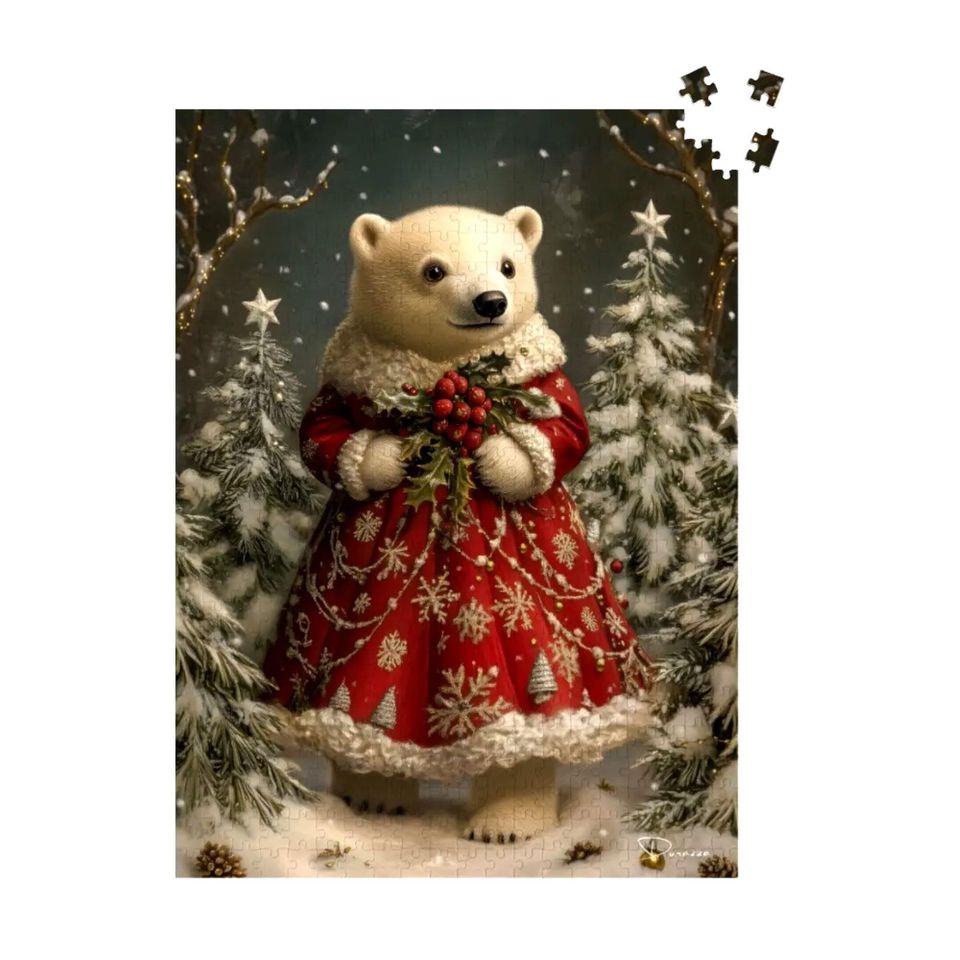 Victorian Bear Jigsaw Puzzle:Christmas Game | Ruby Polar Bear - Durazza