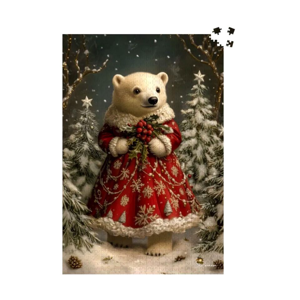 Victorian Bear Jigsaw Puzzle:Christmas Game | Ruby Polar Bear - Durazza