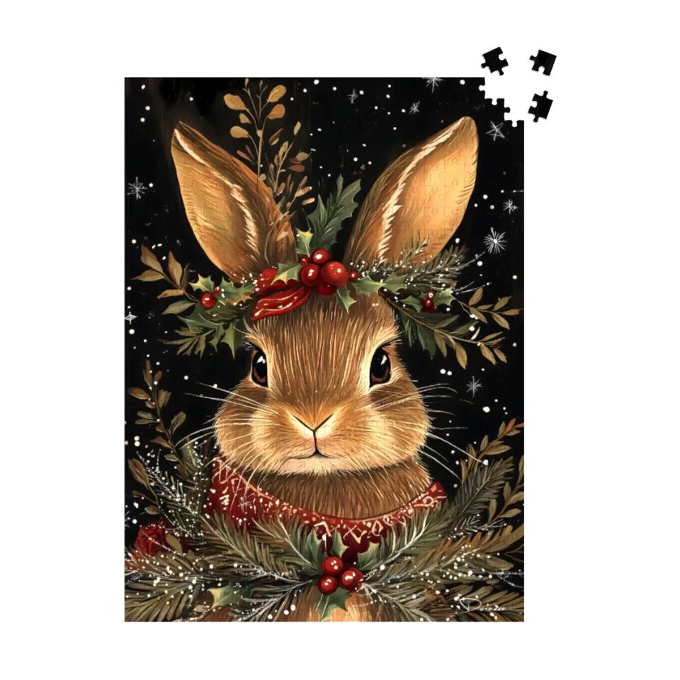 Winter Rabbit Jigsaw Puzzle| Brown Rabbit's Winter Tale - Durazza
