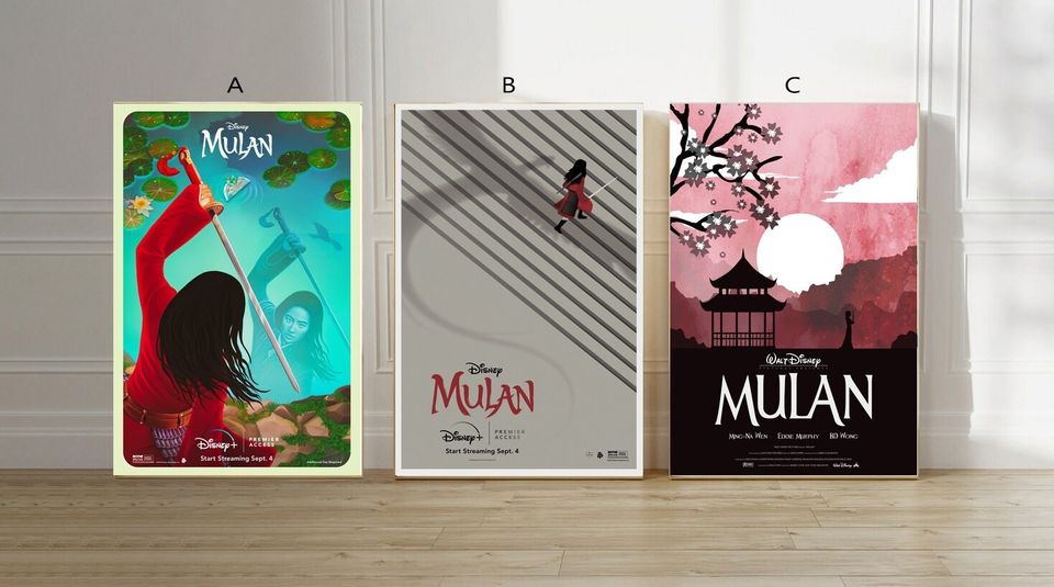 Mulan Film classic movie canvas poster unframe multiple choice