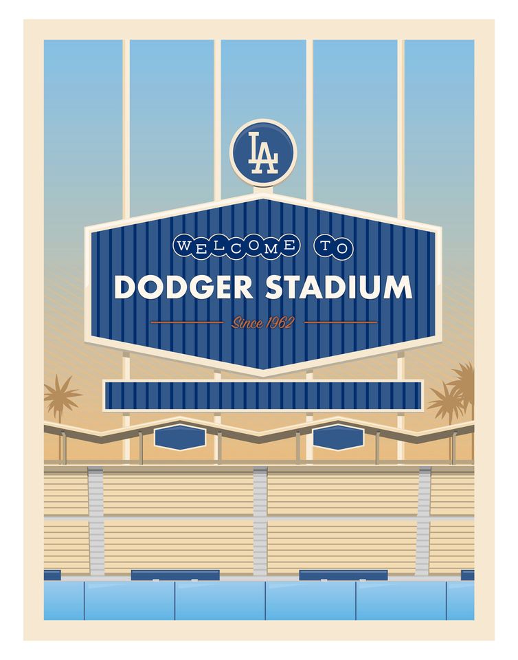 Dodger Stadium - Baseball Stadium Art Series- Art Print