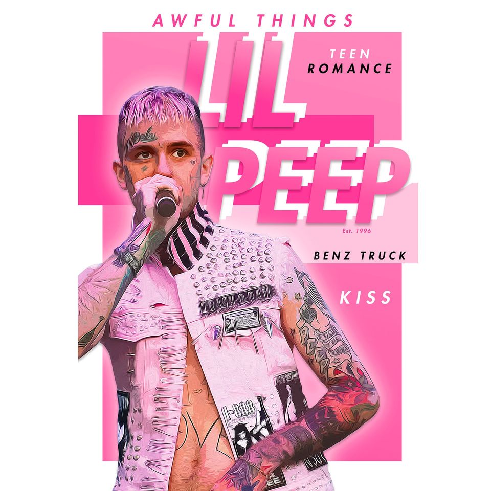 Lil Peep Poster Print [Pink] with Customisable Song Titles