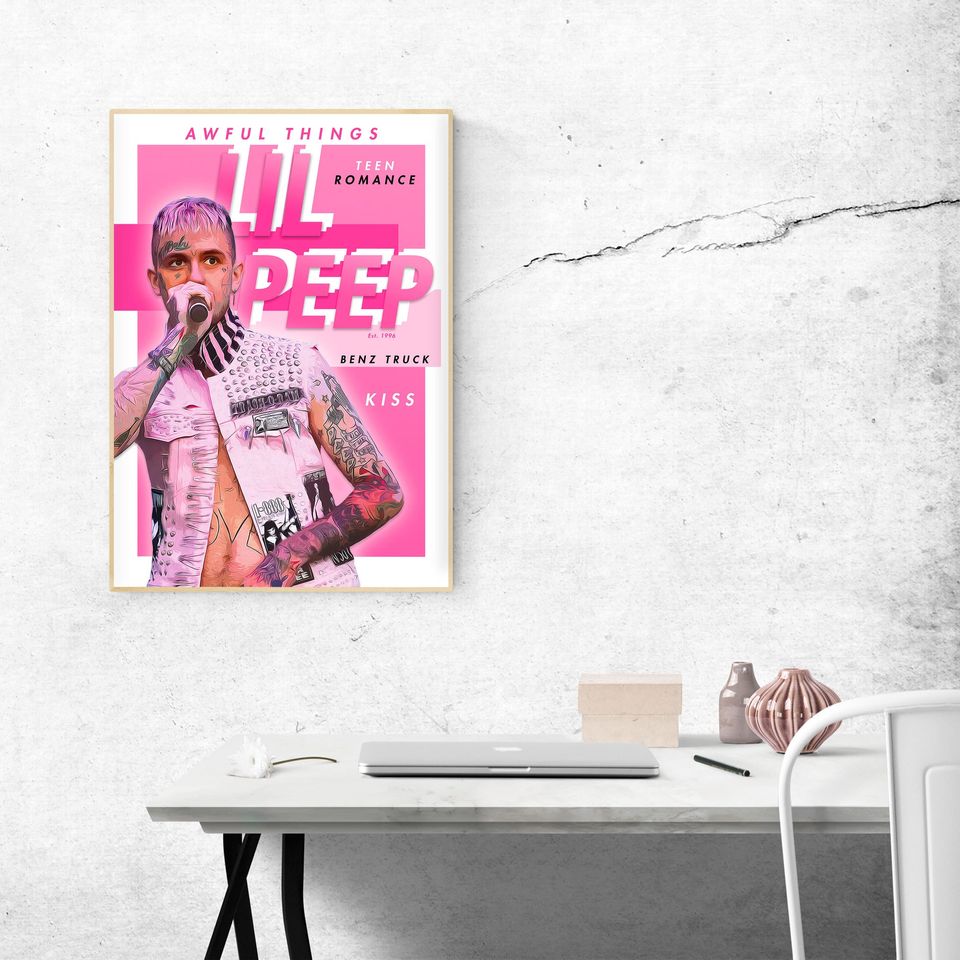 Lil Peep Poster Print [Pink] with Customisable Song Titles