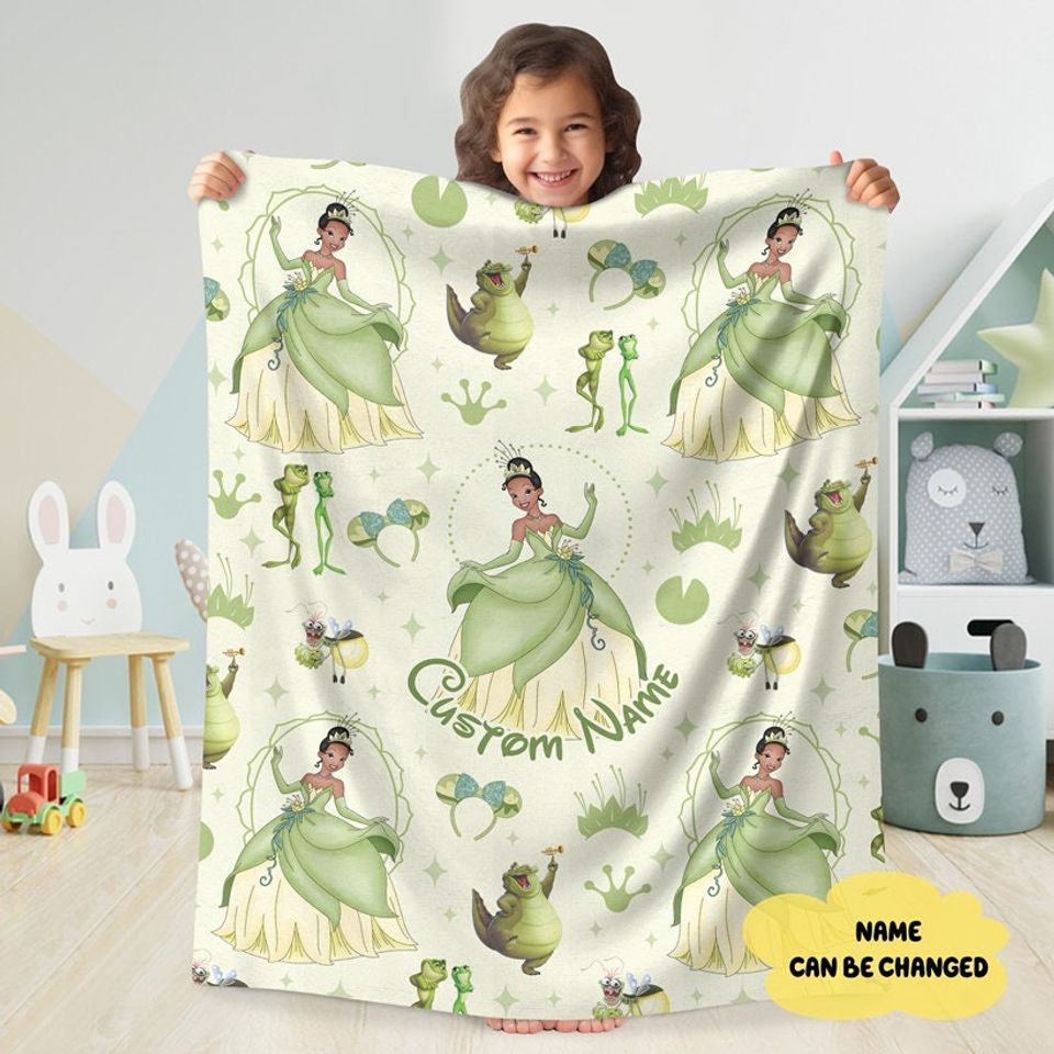 Custom Name Tiana Princess Blanket, Personalized Princess Blanket