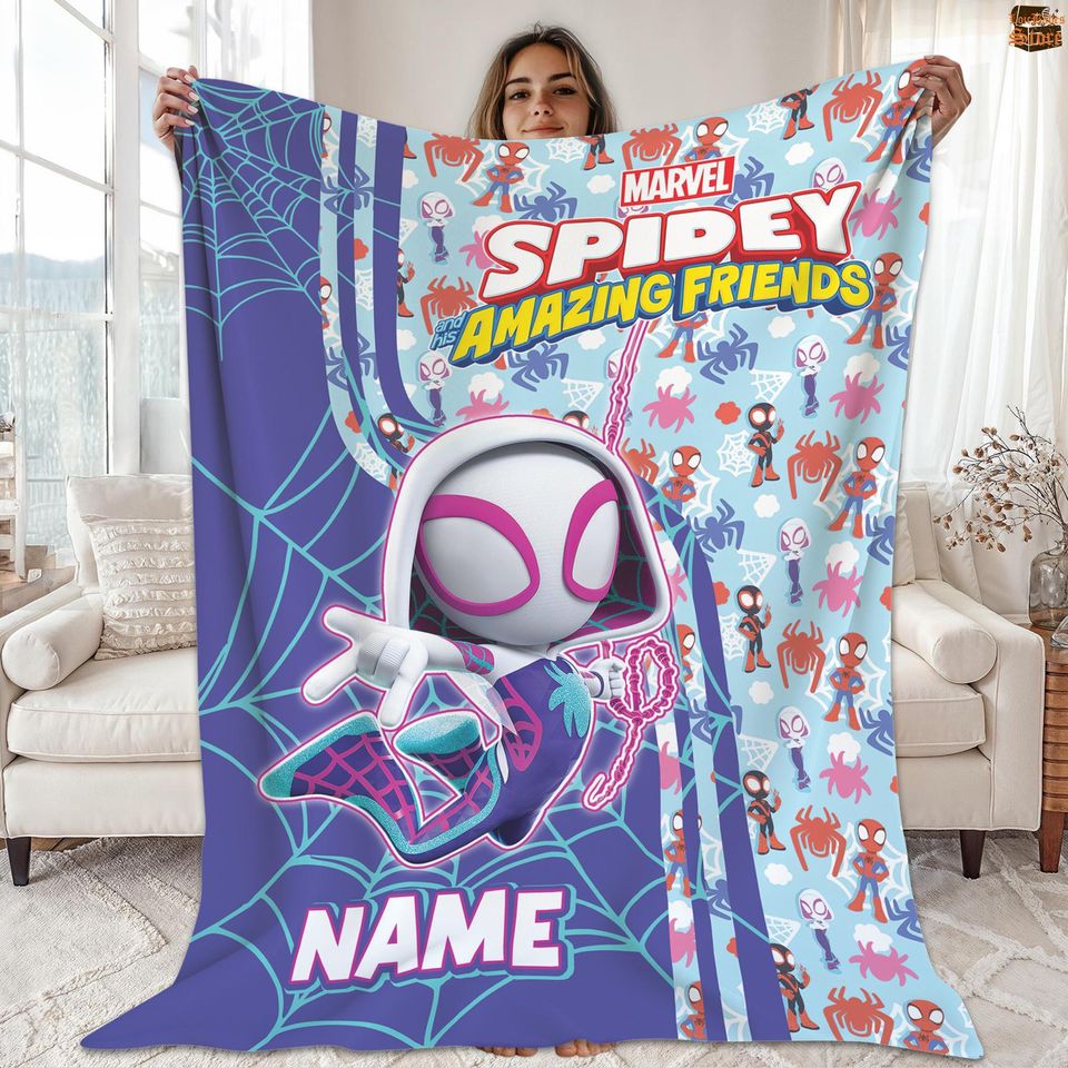 Personalized Gwen Stacy Spiderman Fleece Blanket