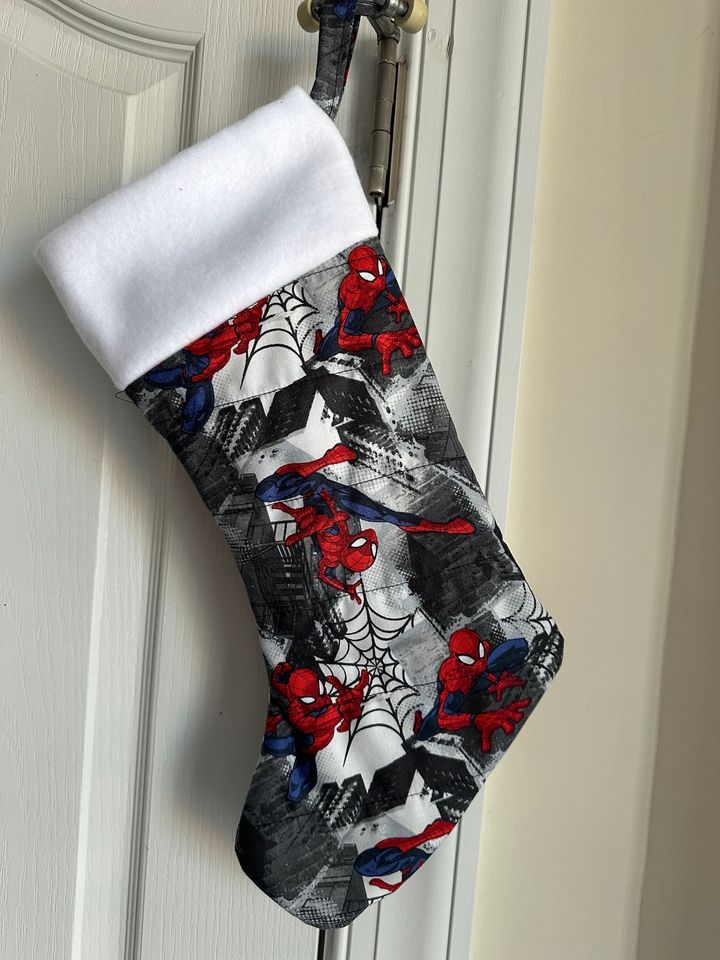 Spiderman Christmas Stocking Handmade Ready to Personalize