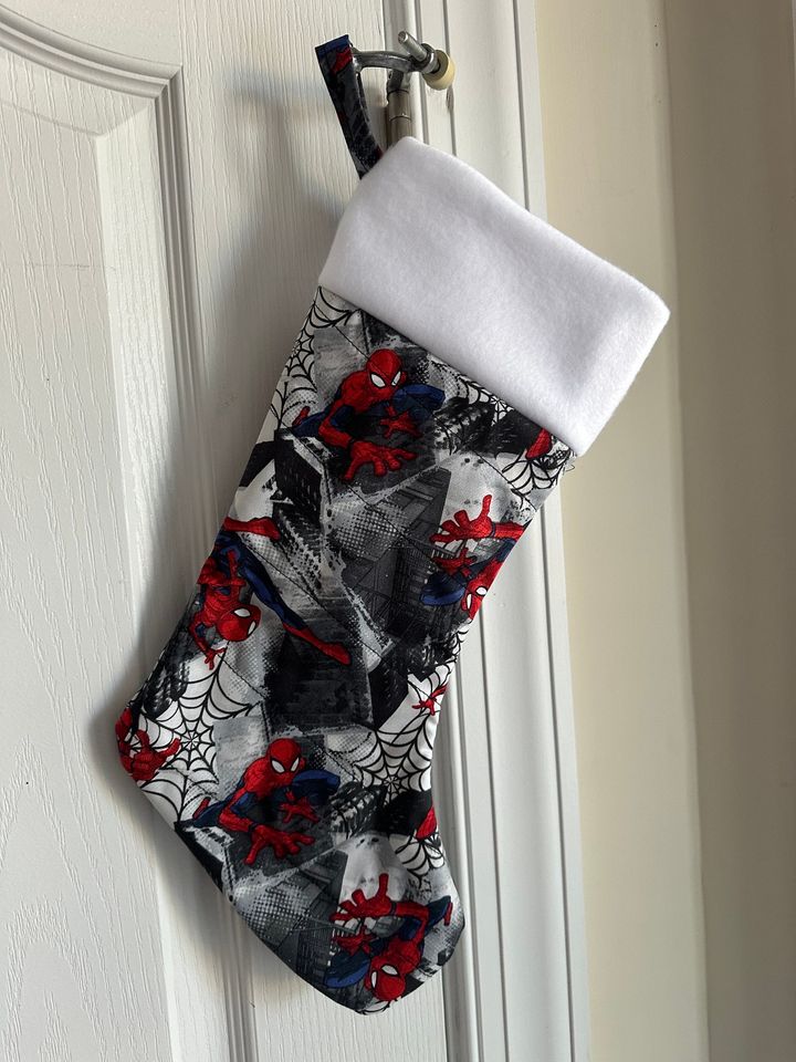 Spiderman Christmas Stocking Handmade Ready to Personalize