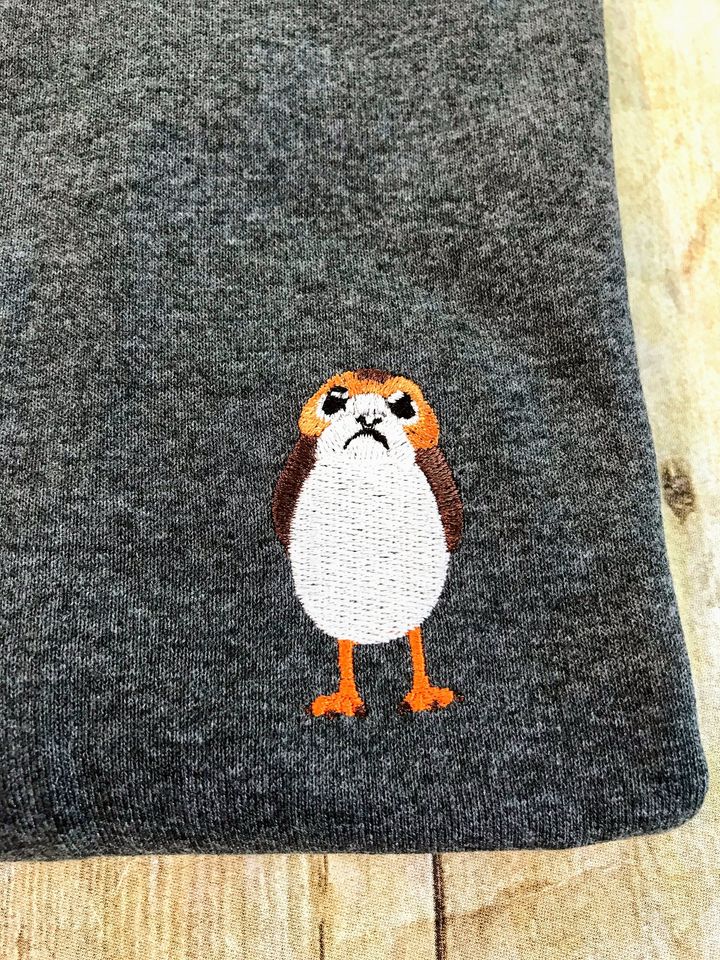 Porg Sketch Art Embroidered Polo Shirt