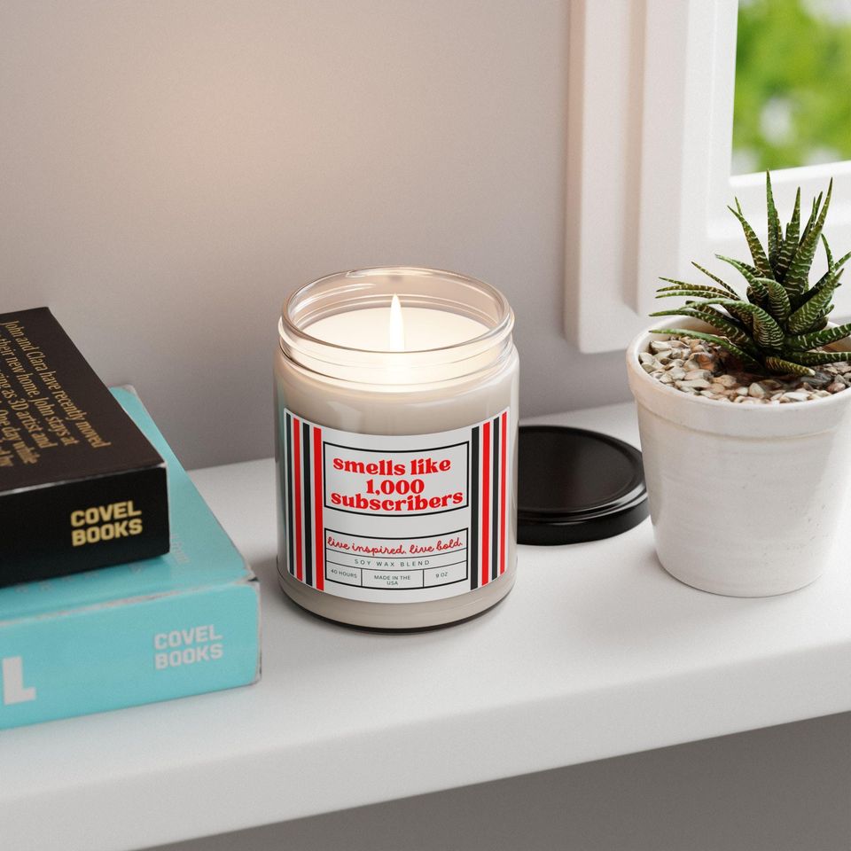 Customized Scented Candle for Content Creators, Personalized Home Decor Gift for Milestones