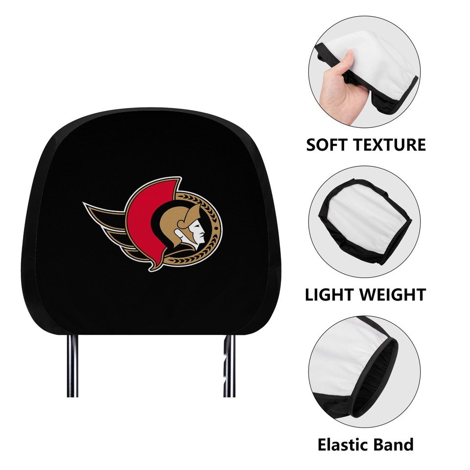 Ottawa Senators themed custom car headrest cover for a fan