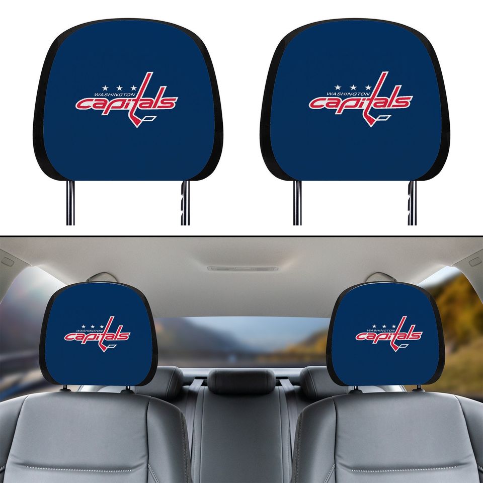 Washington Capitals themed custom car headrest cover for a fan