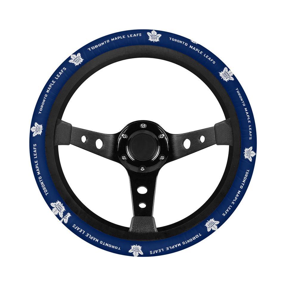 Toronto Maple Leafs themed custom steering wheel cover for a fan