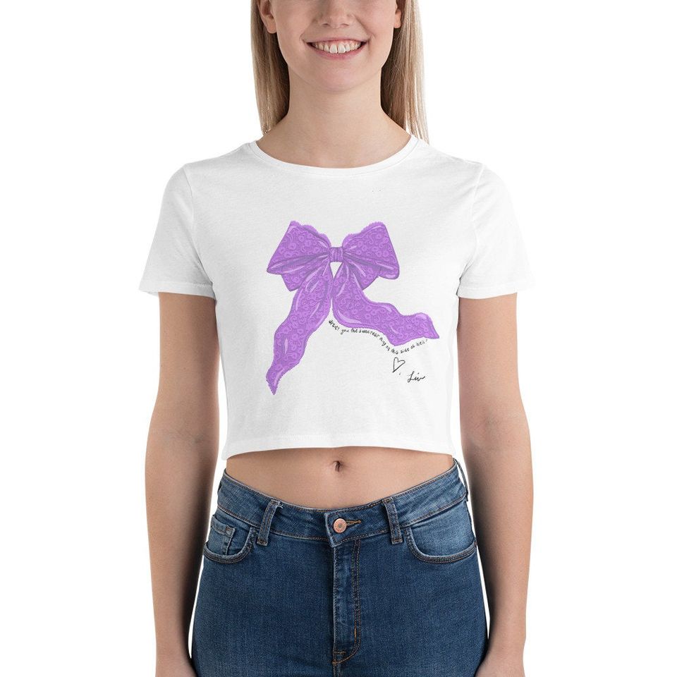 Olivia Rodrigo inspired Lacy lyrics bow cropped baby tee