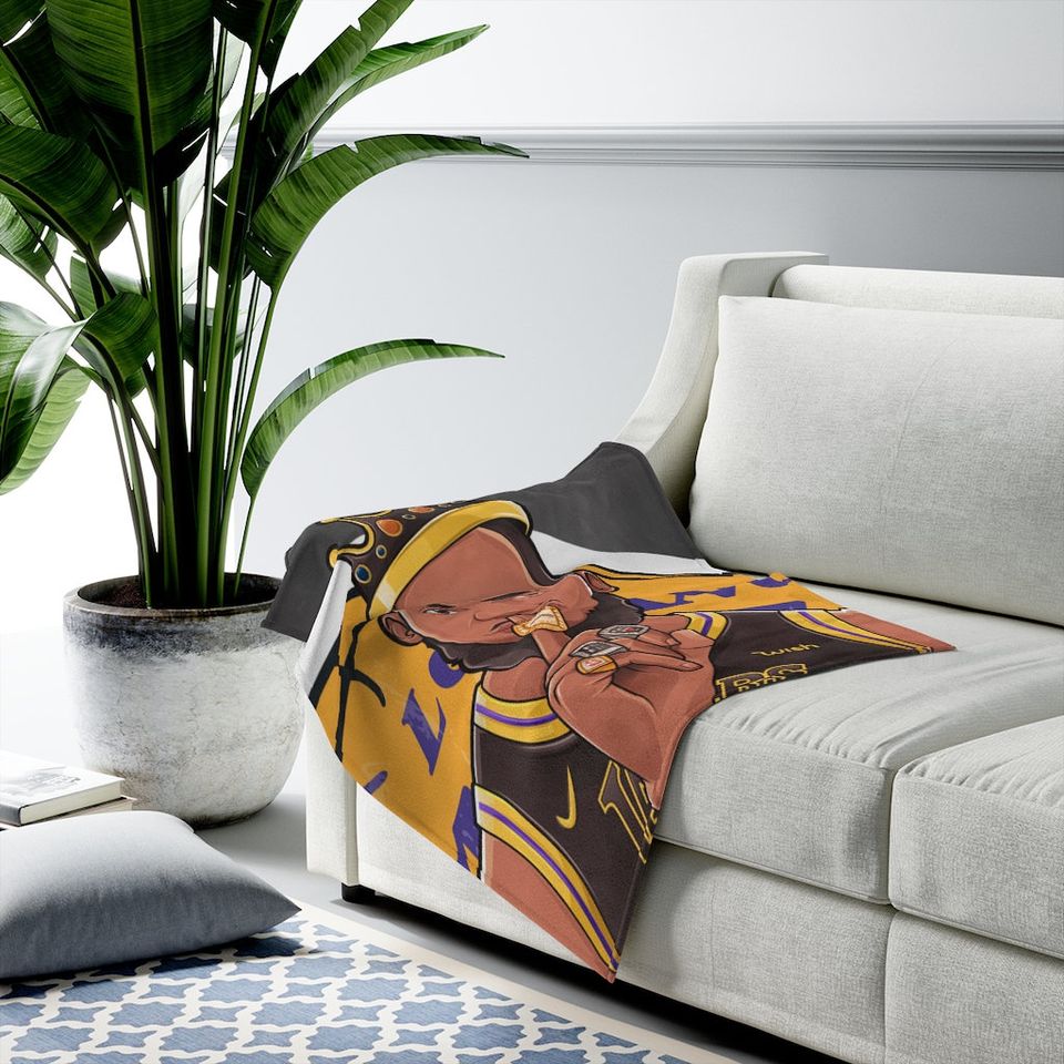 King Lebron James LA Lakers Plush Blanket