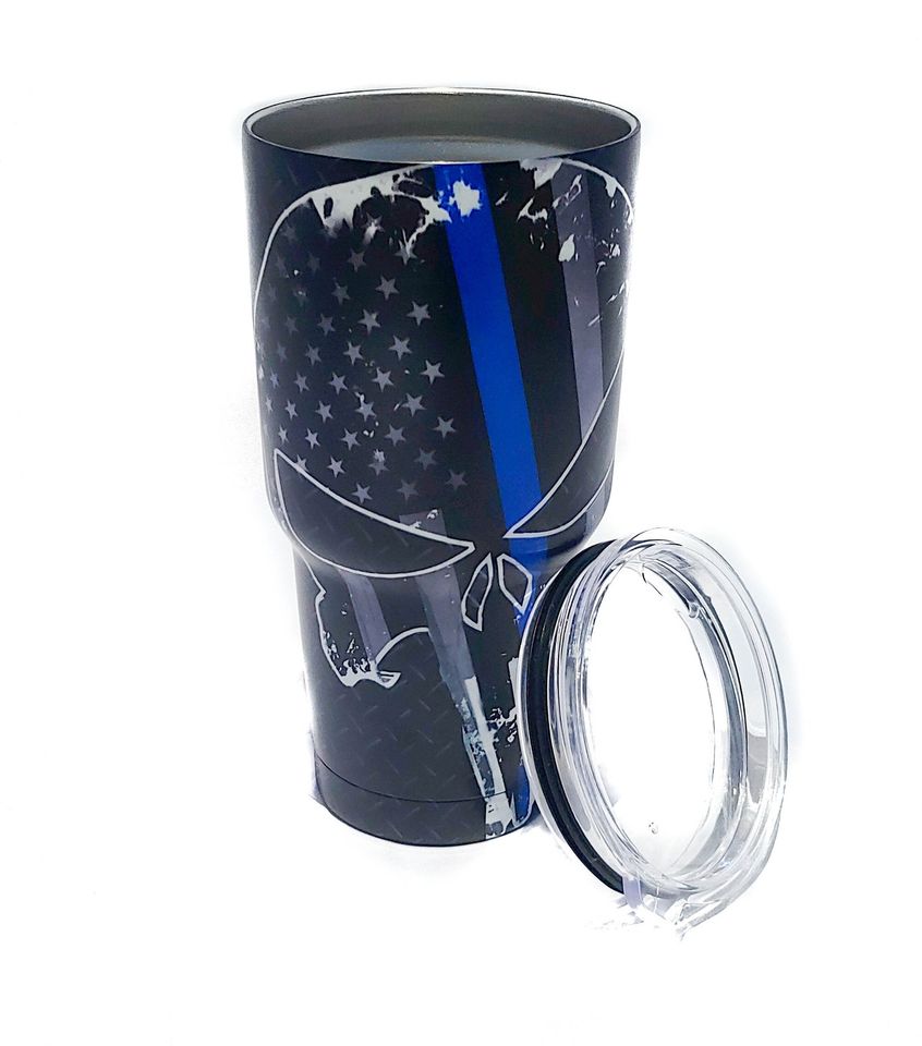 Thin Blue Line Punisher Skull 30 oz Tumbler