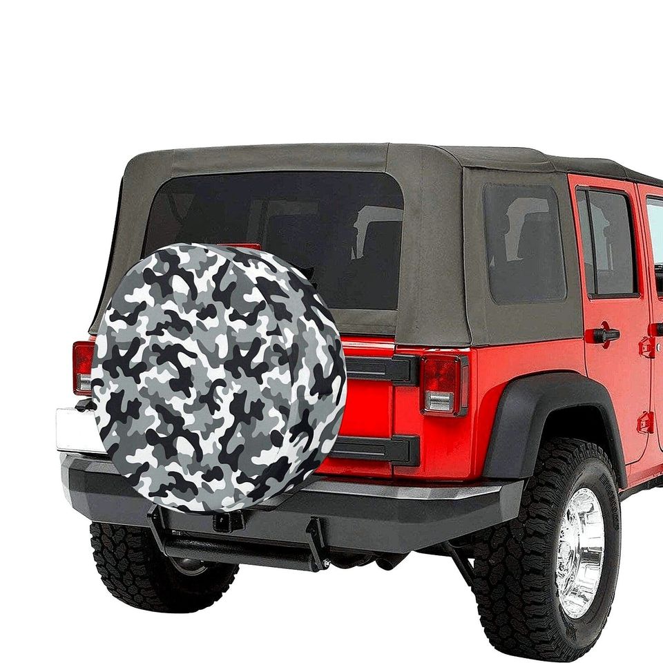 Black Grey Camouflage Spare Tire Cover