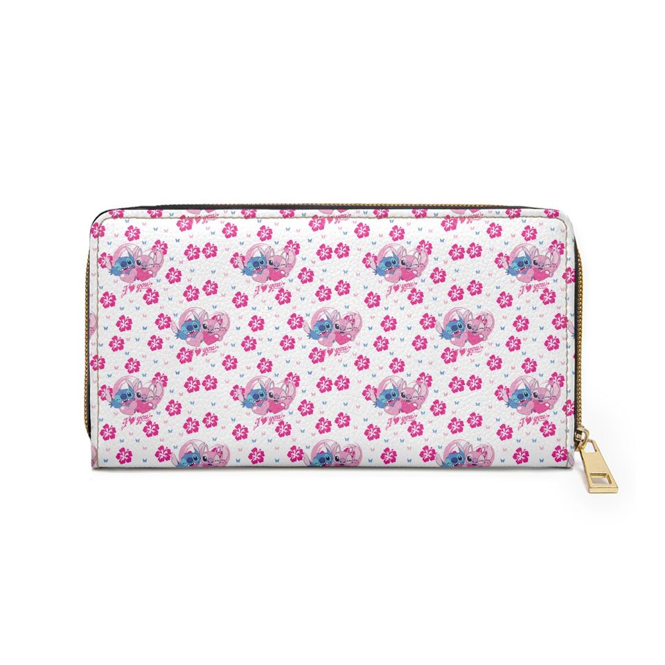Stitch Zipper Wallet, Flower Pattern Clutch, Stylish Women Accessories