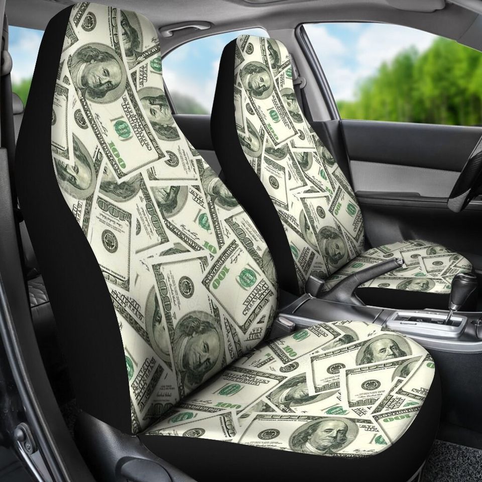 Dollar Bill Car Seat Covers: Universal Fit, Set of 2