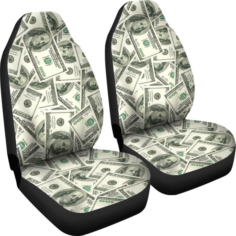 Dollar Bill Car Seat Covers: Universal Fit, Set of 2