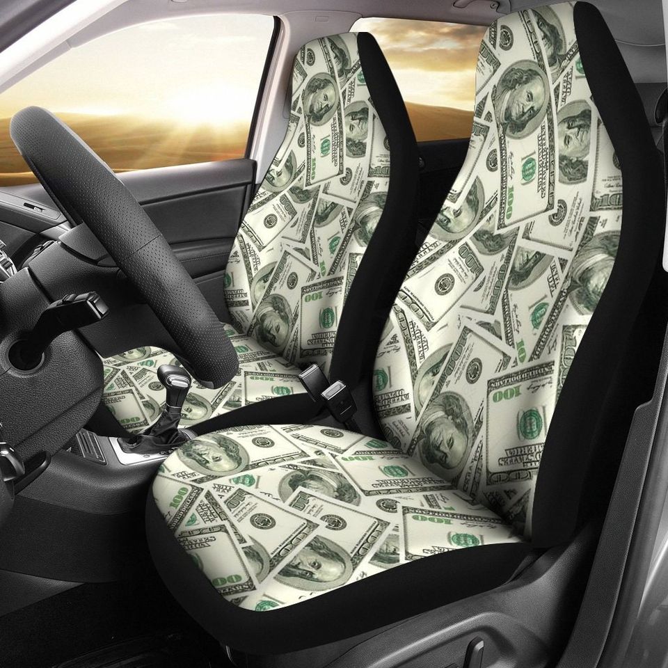 Dollar Bill Car Seat Covers: Universal Fit, Set of 2