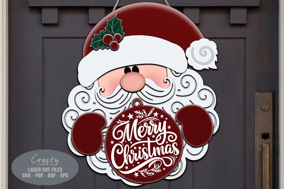 Santa Christmas Door Hanger, Xmas Decor, Xmas Gift