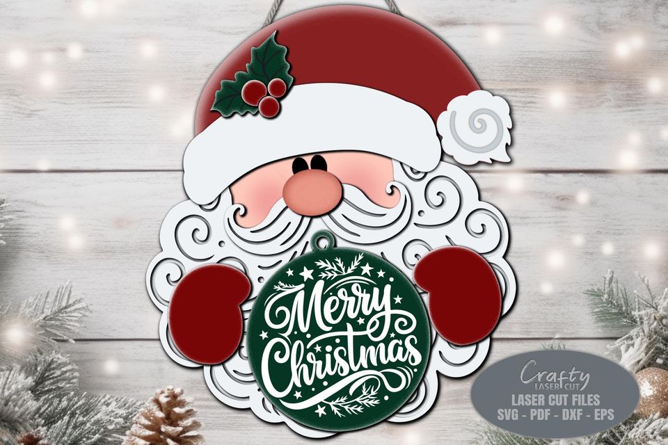 Santa Christmas Door Hanger, Xmas Decor, Xmas Gift