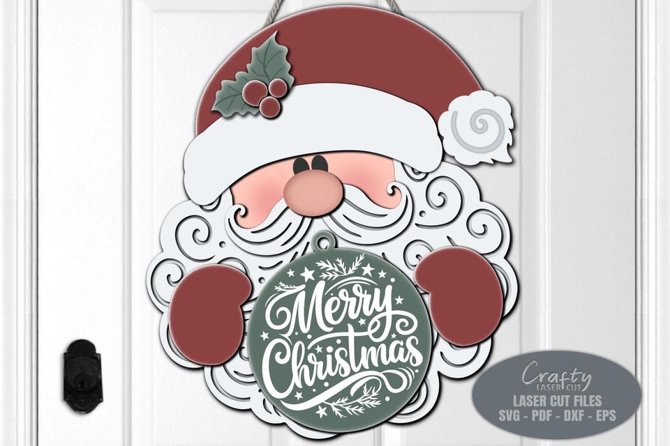Santa Christmas Door Hanger, Xmas Decor, Xmas Gift