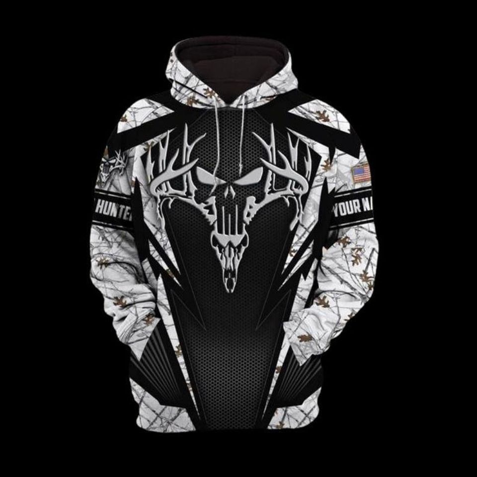 Custom Name 3D All-Over Print Deer Hunter Hoodie