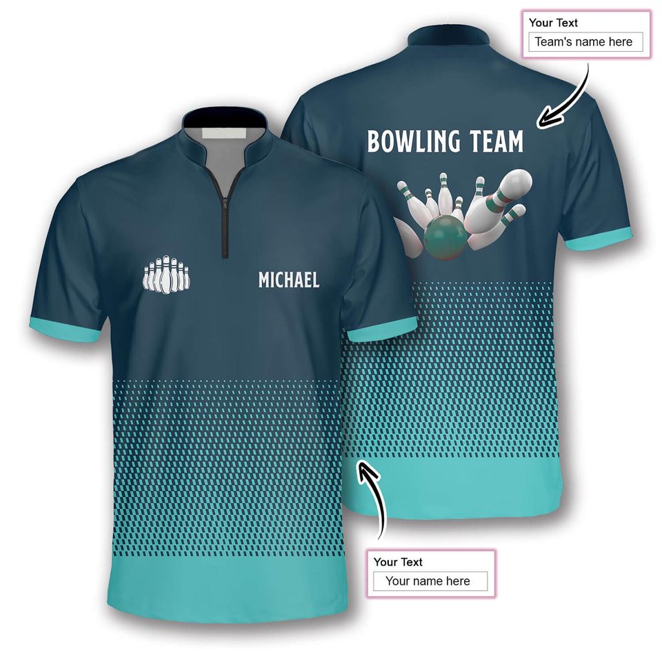 Personalized Bowling Team Jersey Shirt, Custom Name & Team Bowling Shirt, Sports Uniform for Men Women, Strike Pins Custom Bowling Gift