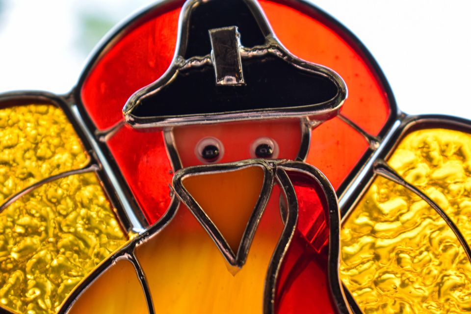 Stained Glass Turkey Suncatcher: Thanksgiving Fall Decor