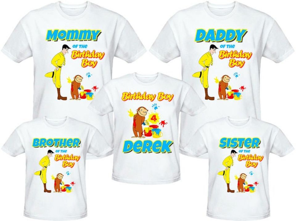 Curious George Birthday Shirt Personalized Name and Age