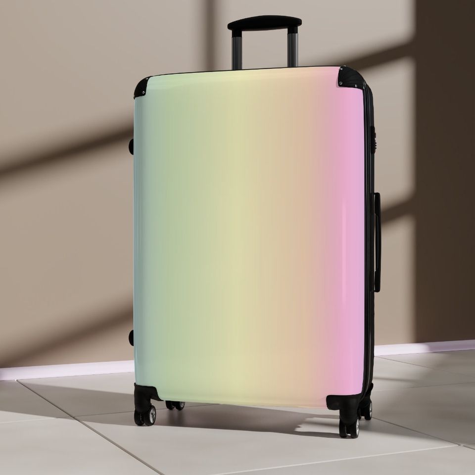 Soft Pastel Rainbow Suitcase, Travel Suitcase