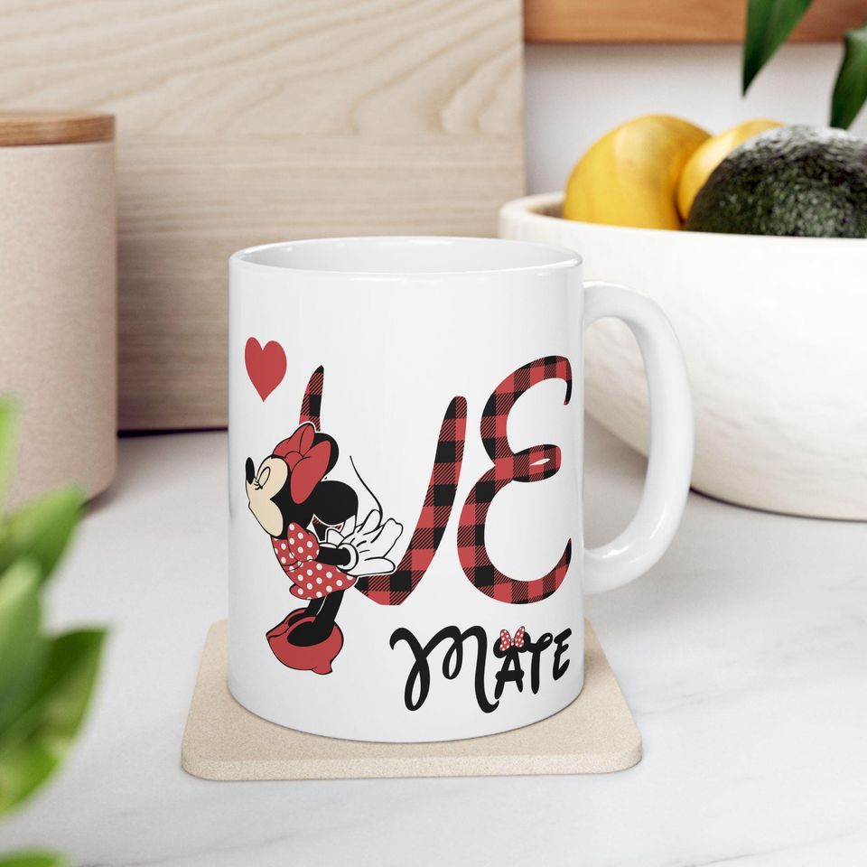 Valentine Couple Mug, Couple Minnie Mickey Coffee Mug, Couple Love Gift, Girlfriend Gift, Romantic Gift for Boyfriend, Valentine Ceramic Mug