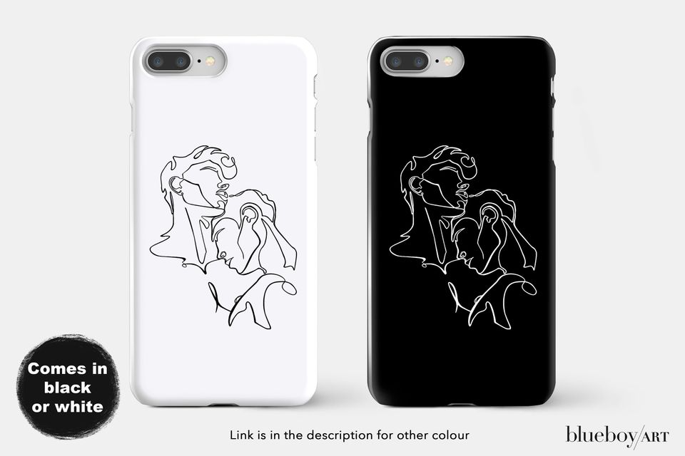 Gay Couple iPhone Case, Minimal Line Art iPhone case