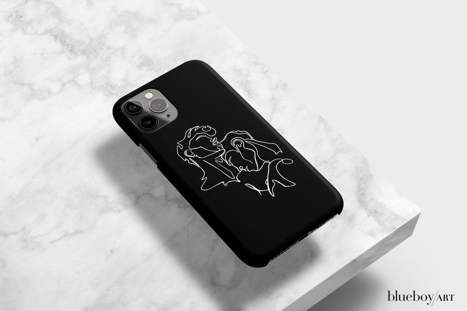 Gay Couple iPhone Case, Minimal Line Art iPhone case