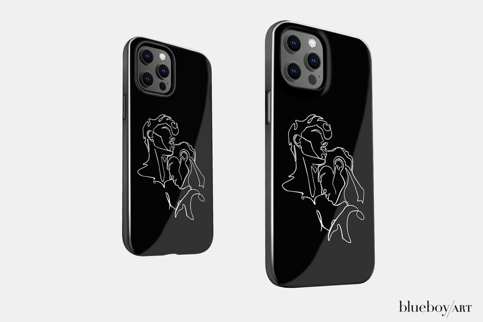 Gay Couple iPhone Case, Minimal Line Art iPhone case