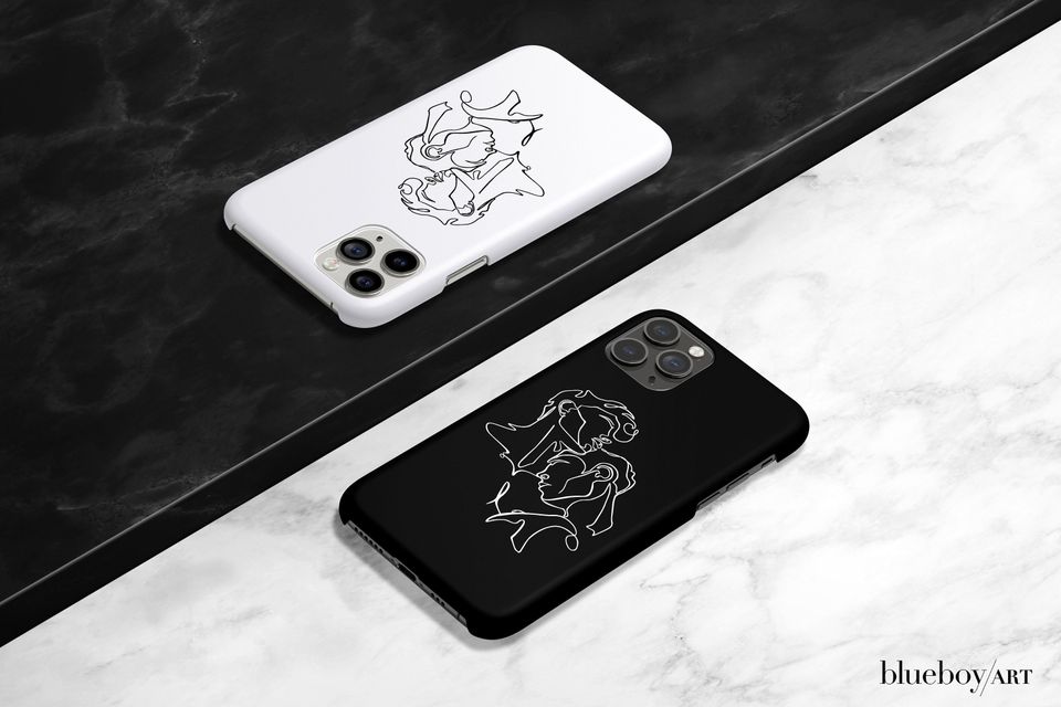 Gay Couple iPhone Case, Minimal Line Art iPhone case